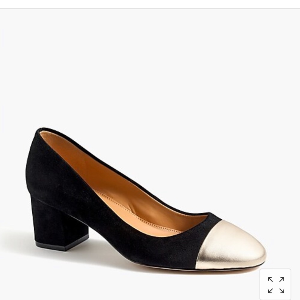 JCrew Midblock Heels with Gold Toe